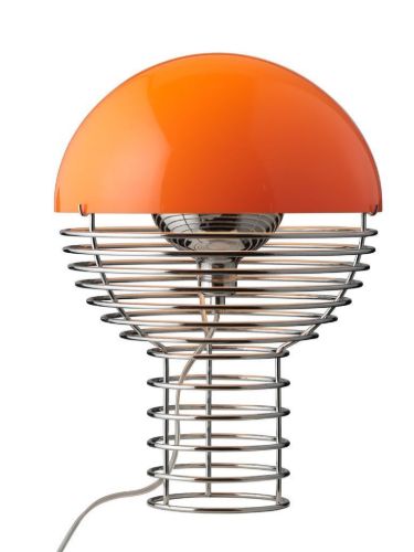 Verpan Wire Table Lamp Ø: 30 cm - Chrome/Orange 