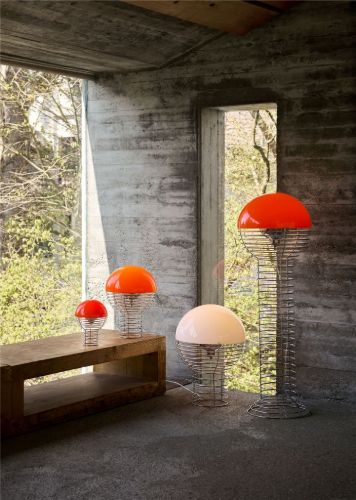 Verpan Wire Portable Lamp H: 25 cm - Aluminium/Orange