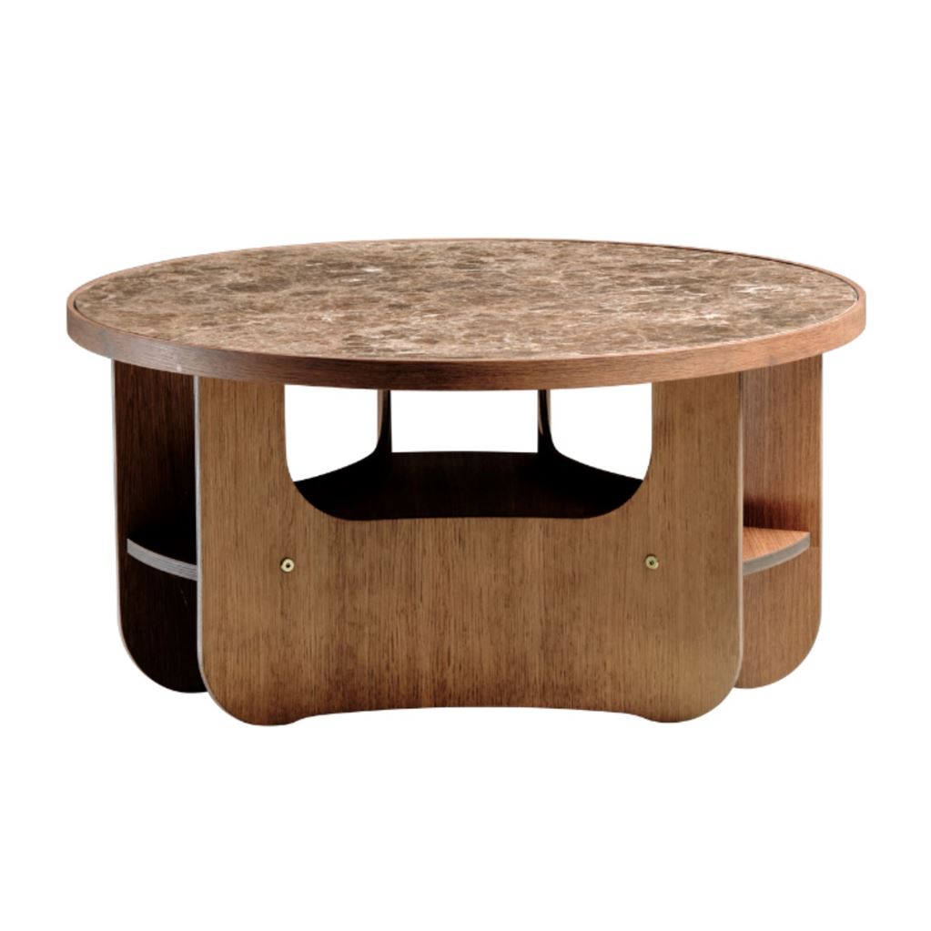 Billede af Bent Hansen Vido Sofabord Ø: 81,5 cm - Røget Eg/Brun Marmor