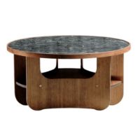 Billede af Bent Hansen Vido Sofabord Ø: 81,5 cm - Røget Eg/Sort Marmor 