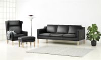 Billede af Stouby Eva 2 personers Sofa L: 141 cm - Sort Semianalin læder