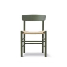 Billede af Fredericia Furniture 3239 J39 Mogensen Spisebordsstol SH: 46 cm - Khaki Green Bøg/Naturfarvet Flet