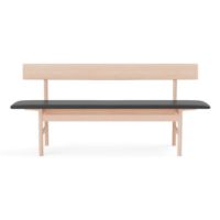Billede af Fredericia Furniture 3171 Mogensen Sædepolstret Bænk L: 171,5 cm - Olieret Eg/Sort Primo Læder