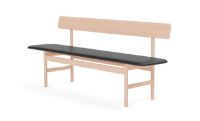 Billede af Fredericia Furniture 3171 Mogensen Sædepolstret Bænk L: 171,5 cm - Olieret Eg/Sort Primo Læder