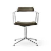 Billede af Vipp 452 Swivel Stol Gliders u. Hjul  - Aluminium /Bosco Green Leather
