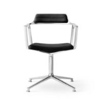 Billede af Vipp 452 Swivel Stol Gliders u. Hjul  - Aluminium/Black Aniline Leather 