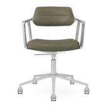 Billede af Vipp 453+ Swivel Stol m. Hjul - Aluminium/Bosco Green Læder