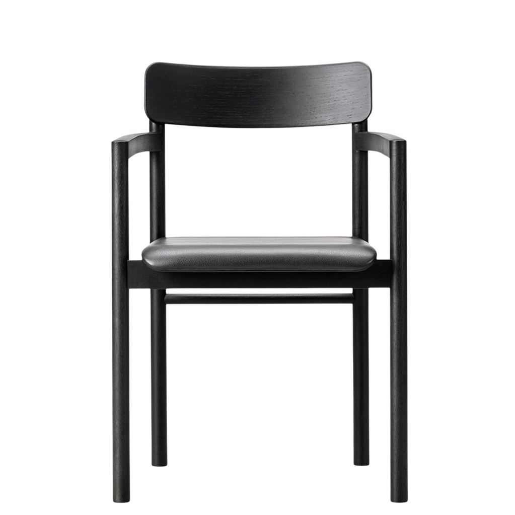 Billede af &Tradition 3446 Post Chair H: 79,5 cm - Sort Lakeret Eg/Sort Omni Læder