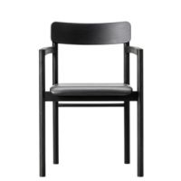 Billede af &Tradition 3446 Post Chair H: 79,5 cm - Sort Lakeret Eg/Sort Omni Læder