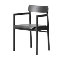 Billede af &Tradition 3446 Post Chair H: 79,5 cm - Sort Lakeret Eg/Sort Omni Læder