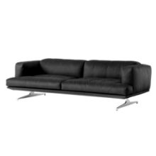Billede af &Tradition Inland AV23 3 Seater Sofa  - Noble Black Leather/Chrome Ben