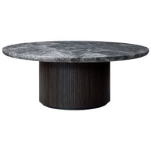 Billede af GUBI Moon Coffee Table Ø: 120 cm - Brun/Sortbejdset Egetræsfiner/Grå Marmor