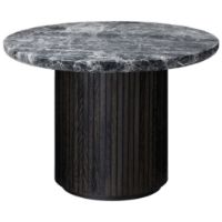 Billede af GUBI Moon Coffee Table Ø: 60 cm - Brun/Sortbejdset Egetræsfiner/Grå Marmor