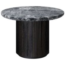 Billede af GUBI Moon Coffee Table Ø: 60 cm - Brun/Sortbejdset Egetræsfiner/Grå Marmor