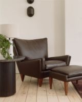 Billede af GUBI Moon Coffee Table Ø: 60 cm - Brun/Sortbejdset Egetræsfiner/Grå Marmor