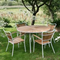 Billede af Mandalay Marguerit Havebord Ø: 110 cm - Teak/Hvid