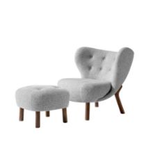 Billede af &Tradition Little Petra VB1 Lounge Chair & ATD1 Pouf - Oiled Walnut/Hallingdal 130