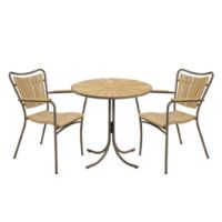 Billede af Mandalay Marguerit Cafébord Ø: 70 cm inkl. 2 Havestole Havemøblesæt - Teak/Mocca