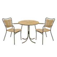 Billede af Mandalay Marguerit Cafébord Ø: 70 cm inkl. 2 Havestole Havemøblesæt - Teak/Mocca