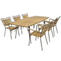 Billede af Mandalay Marguerit Havebord L: 200 cm inkl. 6 Havestole Havemøblesæt - Teak/Mocca