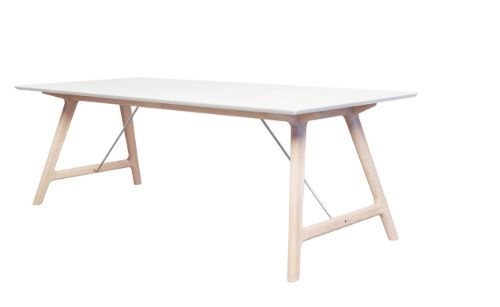 Andersen Furniture Spisebord T7 Med Udtræk 95x220x74 cm - Hvid laminat/Eg Sæbebehandlet 