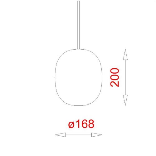 Piet Hein Superæg 200 Pendel Ø: 16,8 cm - Opal/Rød Ledning