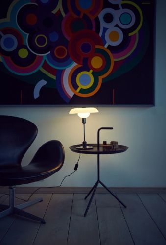 Piet Hein RA 250 Bordlampe H: 33,6cm - Hvid/Krom