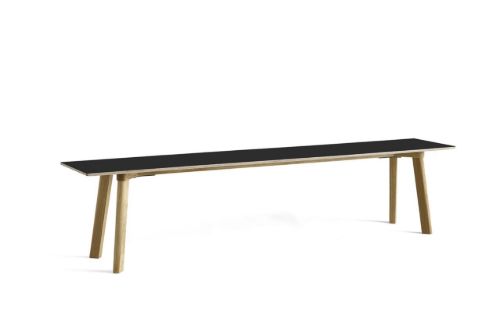 HAY CPH Deux 215 Bench 200x35x45 cm - Lacquered Solid Oak/Ink Black Laminate 