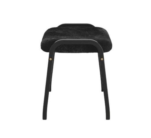 Swedese Lamino Fodskammel H: 48 cm - Sortbejdset Ask/Sort Fåreskind