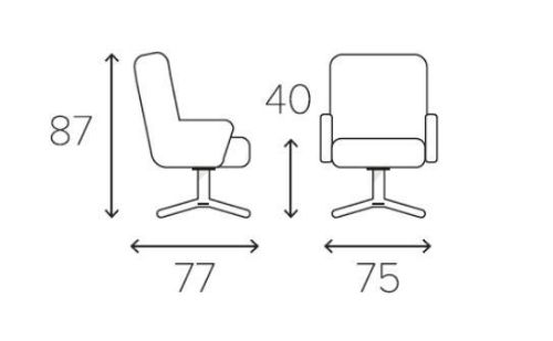 Conform Gyro Lænestol Med Armlæn  - Sort læder/Aluminium (Prisgruppe 30/2514-89)