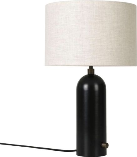 GUBI Gravity Table Lamp Small - Sort stål base/Hessian (canvas) Skærm