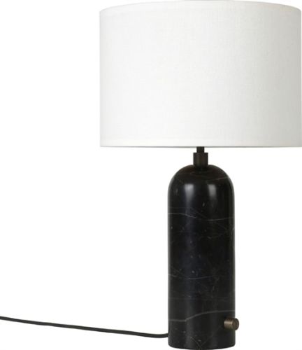 GUBI Gravity Table Lamp Small - Sort Marmor Base Hvid Skærm