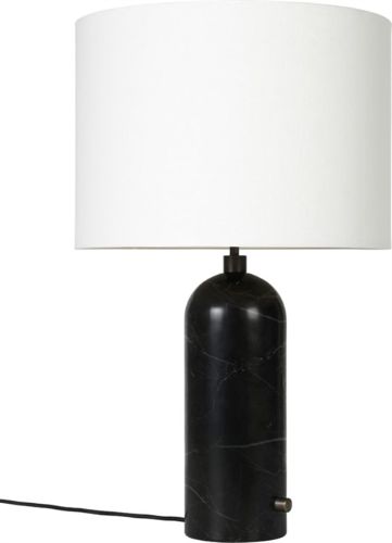 GUBI Gravity Table Lamp Large - Sort Marmor Base Hvid Skærm