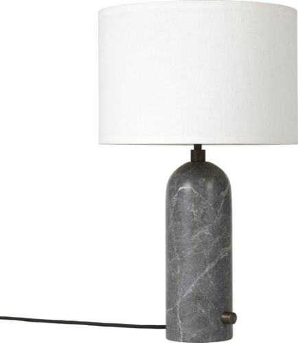 GUBI Gravity Table Lamp Small - Grå Marmor Base Hvid Skærm