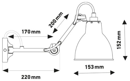 DCW Editions Lampe Gras N204 Væglampe L: 22cm - Sort/Sort