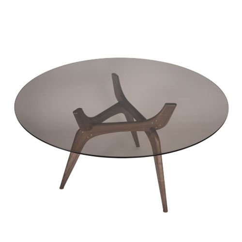 Brdr. Krüger Triiio Spisebord - Valnød olieret/Bronze glas Ø: 135 cm H: 70 cm