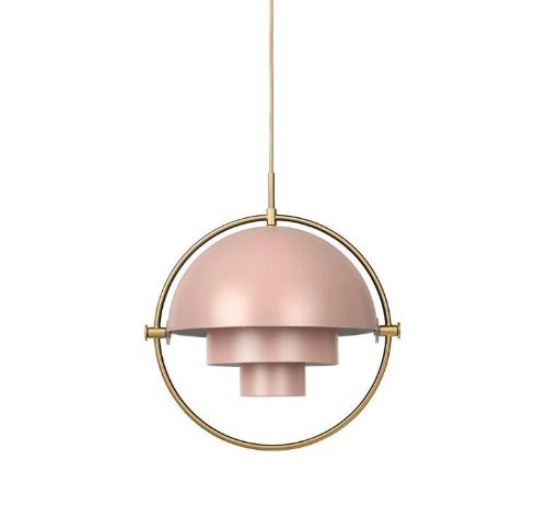 GUBI Multi-Lite pendel Ø:36 cm Brass base - Rose Dust skærm 