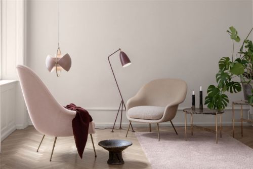 GUBI Multi-Lite pendel Ø:36 cm Brass base - Rose Dust skærm 