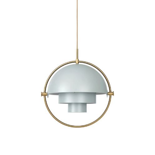 GUBI Multi-Lite pendel Ø:36 cm Brass base - Sea Grey skærm