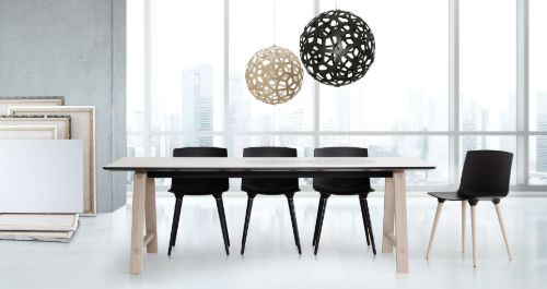 Andersen Furniture T1 byKATO Spisebord 220x95 cm med udtræk - Fenix Laminat / Sort Eg Lak