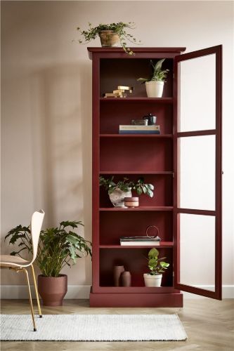 Lindebjerg Design Color N1 Vitrineskab Højrehængt Dør 70x210 cm - Cherry