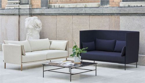 HAY Silhouette 2 Personers Sofa Mono L: 171 cm - Coda 100/Black coated steel 