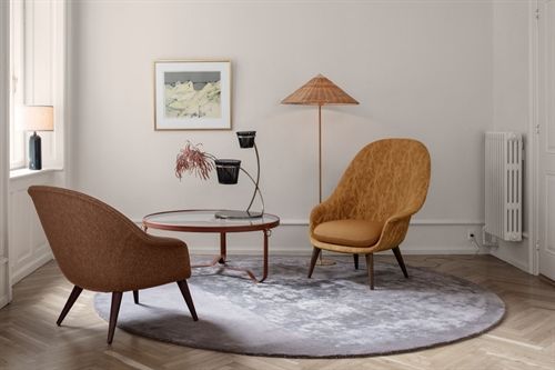 GUBI Adnet Coffee Table Ø: 100 cm - Tan leather 