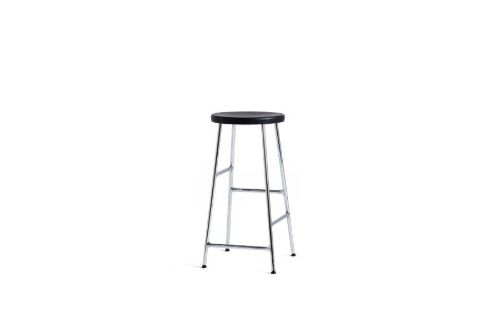 HAY Cornet bar stool Low H: 65 cm - Chromed Steel/Soft Black Stained