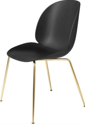GUBI Beetle Dining Chair Conic Base - Brass Base / Black Shell 
