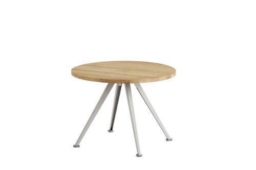 HAY Pyramid Coffee Table 51 Ø: 60 cm - Beige Steel/Oiled Oak