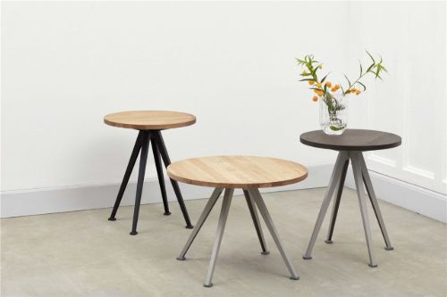 HAY Pyramid Coffee Table 51 Ø: 60 cm - Beige Steel/Oiled Oak