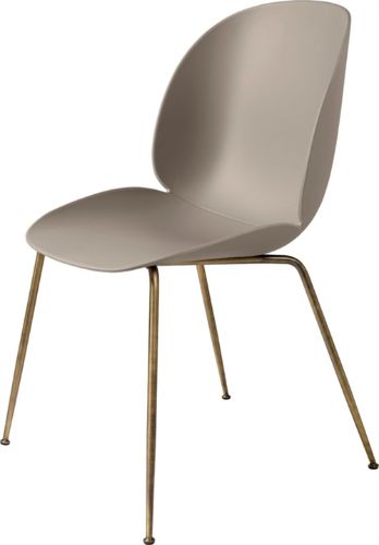 GUBI Beetle Dining Chair Conic Base - Antique Brass Base / New Beige Shell 