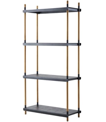 Cane-line Outdoor Frame Reolsystem Komplet Basis H: 204 cm - Teak/Lava Grey
