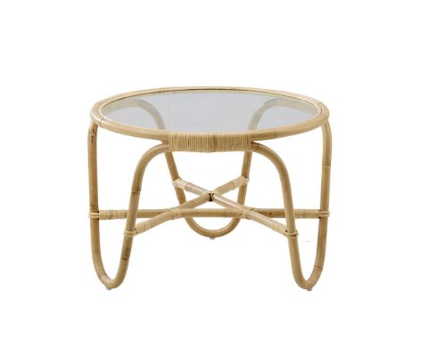 Sika-Design Charlottenborg Sofabord Ø: 69 cm - Natural Rattan/Glas